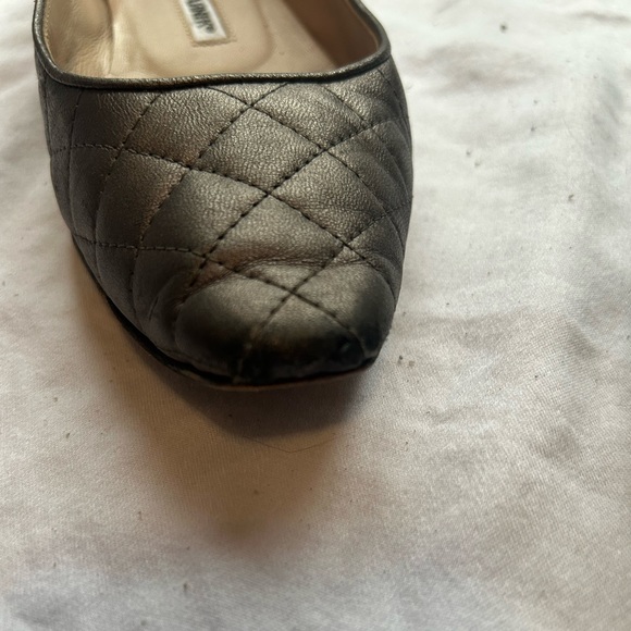 Manolo Blahnik graphite leather quilted flats size 36.5 - Picture 9 of 10
